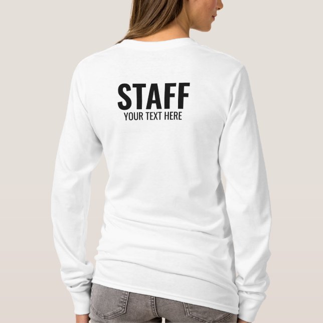 Membre du personnel du T-shirt blanc long à manche (Dos)