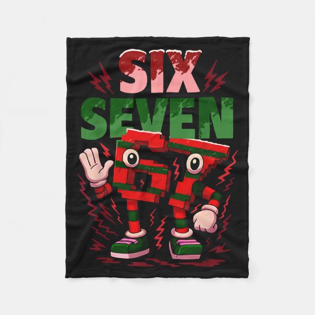 Meme 6 7 Six Seven Italian Brainrot Christmas Red  Fleecedecke (Vorderseite)