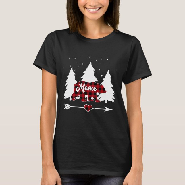 Meme Bear Buffalo Red Kariert Matching Family T-Shirt (Vorderseite)