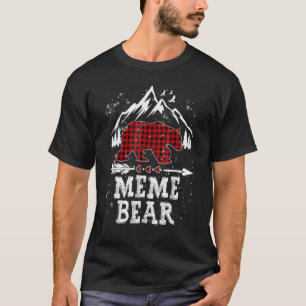 Meme Bear Christmas Pajama Kariert Buffalo Family T-Shirt