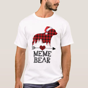 Meme Bear Christmas Pajama Red Kariert Buffalo Fam T-Shirt