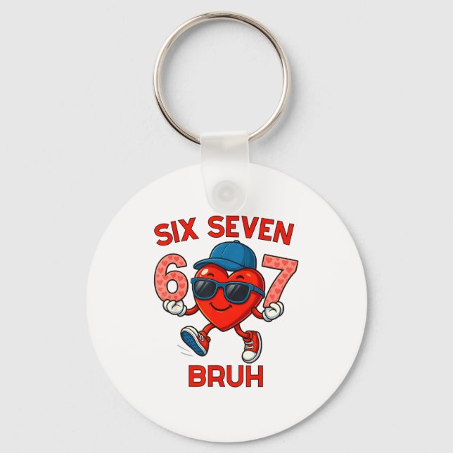 Meme Funny 67 Six Seven Bruh Heart Valentines Men  Schlüsselanhänger (Vorderseite)