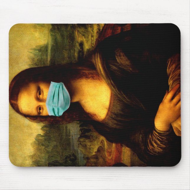 Meme Funny. Frag nach Gesicht. Mona Lisa in Quaran Mousepad (Vorne)
