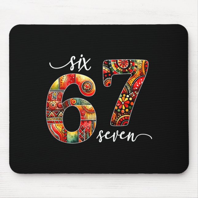 Meme Lustig 6 7 Sechs Sieben Schwarzer Monat der G Mousepad (Vorne)