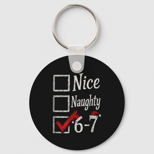Meme Nice Naughty Christmas Funny Gift Men, Women  Schlüsselanhänger (Vorderseite)