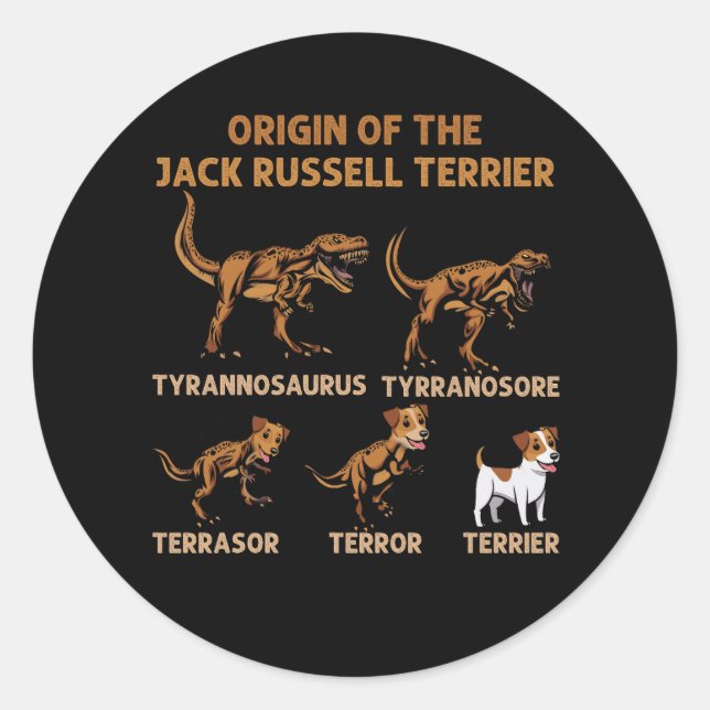 Meme Origin des Jacks Russell Terrier Evolution Runder Aufkleber (Vorderseite)
