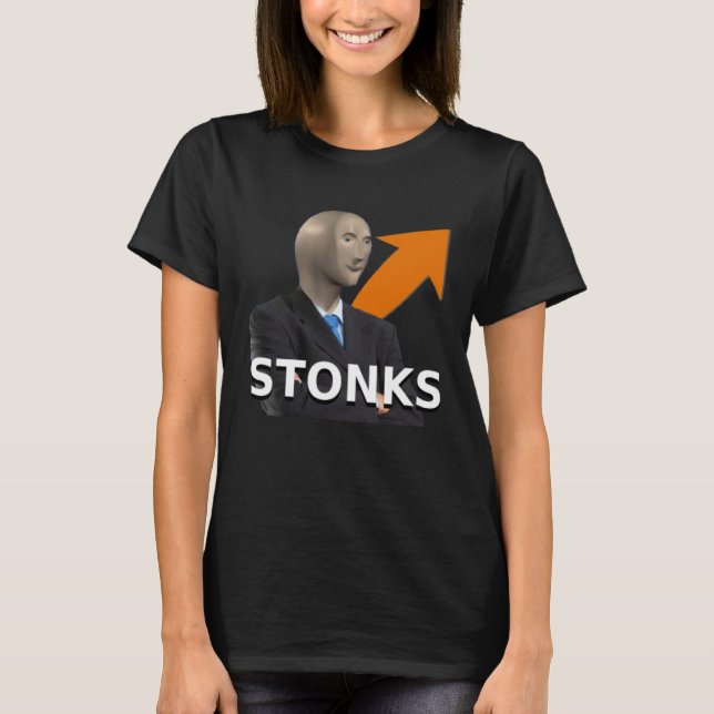 Meme Stonks Mann Plus Pfeil T-Shirt (Vorderseite)