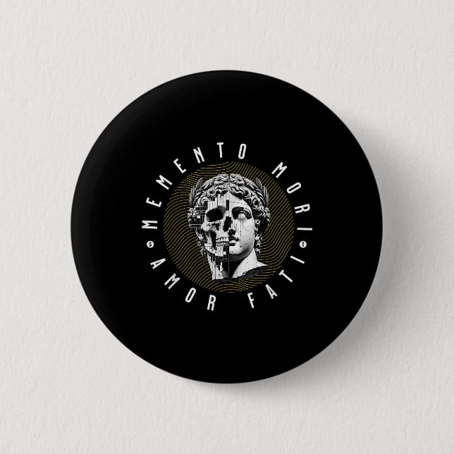 Memento Mori Amor Fati Skull-Angebot Button (Vorderseite)