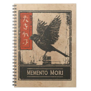 Memento Mori Crow Art Wabi Sabi Stoic Design Notizblock