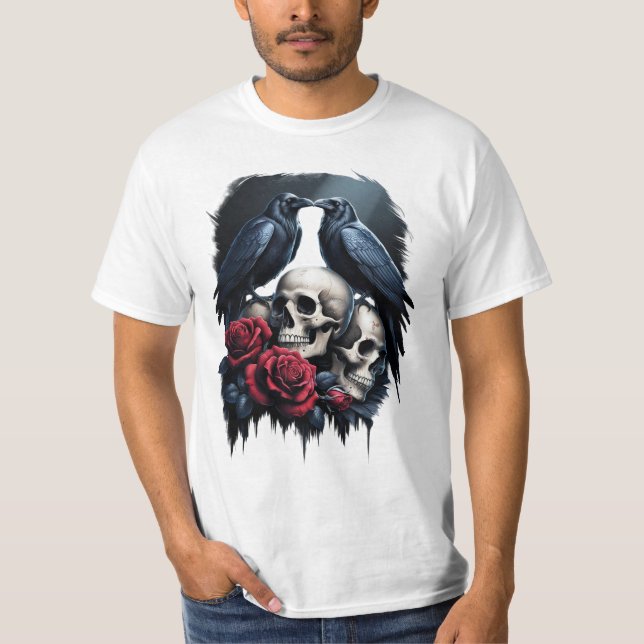 Memento Mori: Eine dunkle Blumenkomposition mit Ra T-Shirt (Vorderseite)