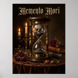 Memento Mori Hourglass Skull Vanitas Dark  Poster