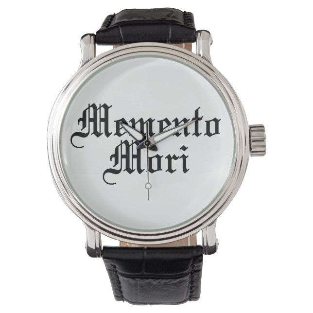 Memento Mori - lateinische Phrase Armbanduhr (Vorderseite)