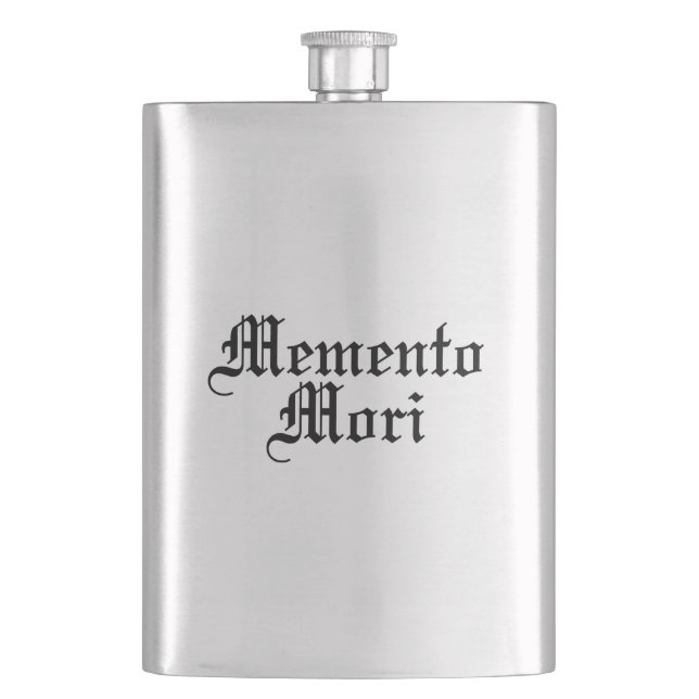 Memento Mori - lateinische Phrase Flachmann (Vorderseite)