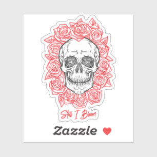 Memento Mori! Schädel und Rose, handgezeichnet Aufkleber