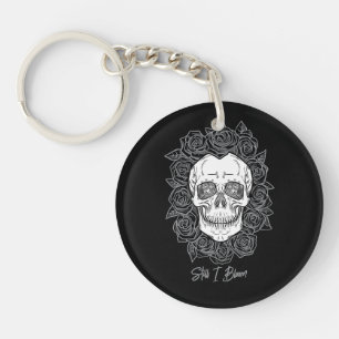 Memento Mori! Schädel und Rose, handgezeichnet Schlüsselanhänger