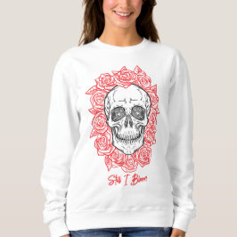 Memento Mori! Schädel und Rose, handgezeichnet Sweatshirt