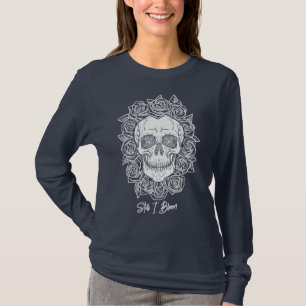 Memento Mori! Schädel und Rose, handgezeichnet T-Shirt