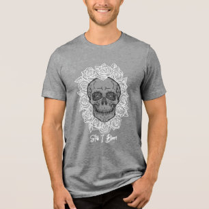 Memento Mori! Schädel und Rose, handgezeichnet Tri-Blend Shirt