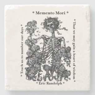 Memento Mori Skelett-Rosen Personalisiert Steinuntersetzer