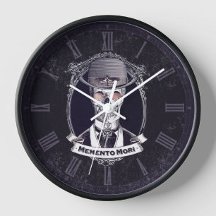 Memento Mori Steampunk Vintage-Totenschädel Wanduhr