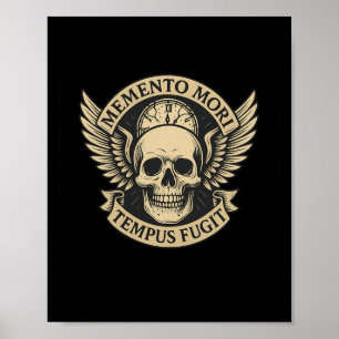 Memento Mori Tempus Fugit Latin Stoice Zitat Long Poster