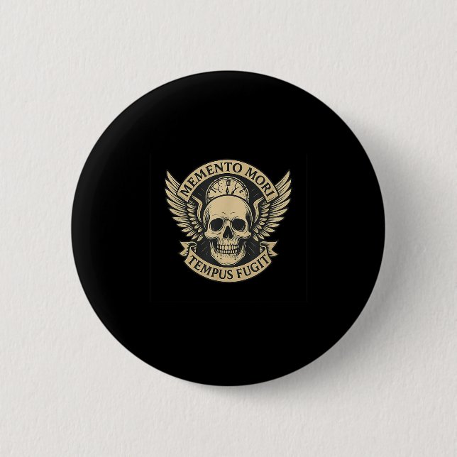 Memento Mori Tempus Fugit Latin-Zitat Button (Vorderseite)