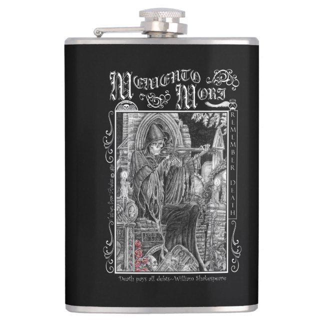 Memento Mori Whisky-Flasche Flachmann (Vorderseite)