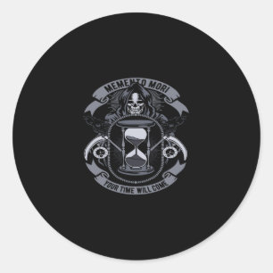 memento mori your time will come runder aufkleber