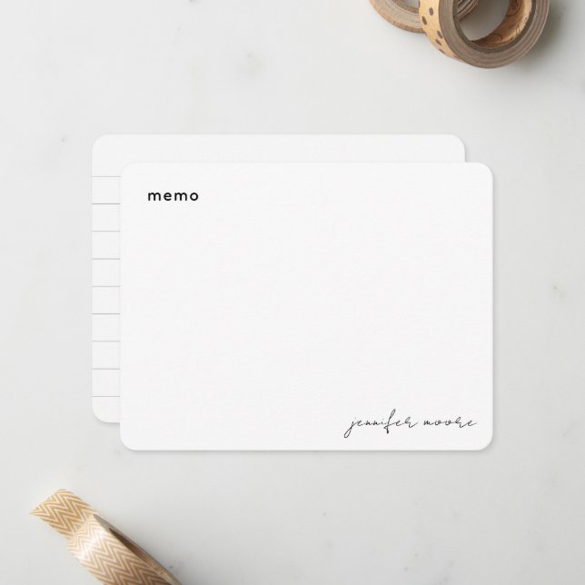 Memo Minimal Einfach Schwarz-Weiß-Planer Mitteilungskarte (Vorderseite/Rückseite Beispiel)