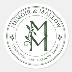 Memoir & Mallow Botanisches Emblem Runde Aufkleber