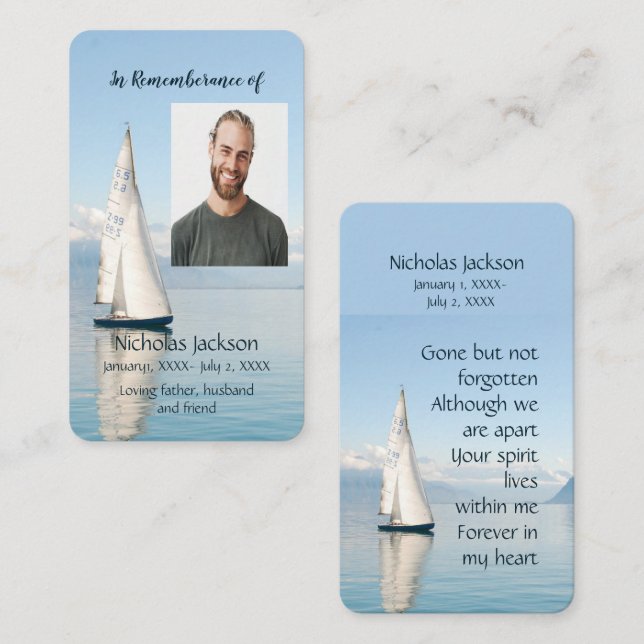 Memorandum Memory Card Sailboat Sailing Visitenkarte (Vorne/Hinten)