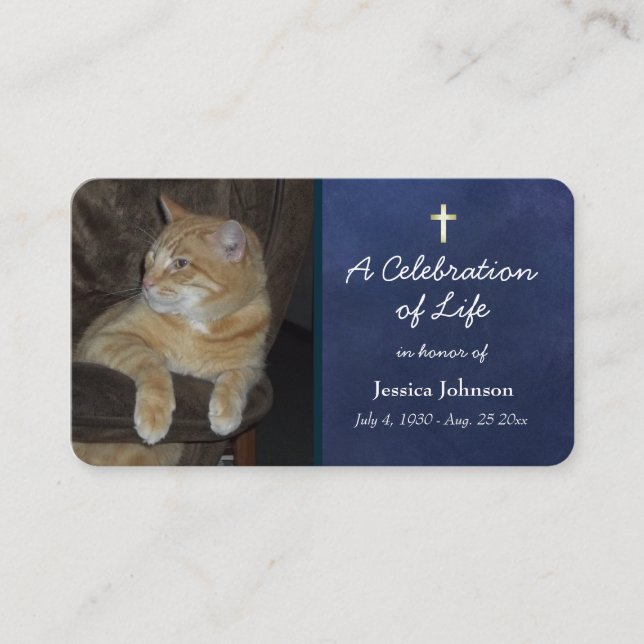 Memorandum-Pray-Card mit One-Foto-Option Visitenkarte (Vorderseite)