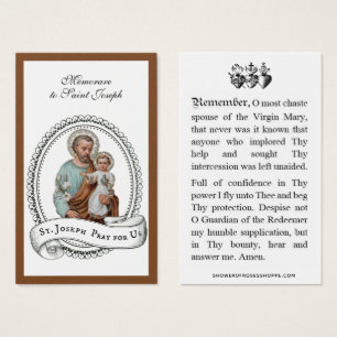 Memorare Gebet St. Joseph & Jesus Heilige Karte