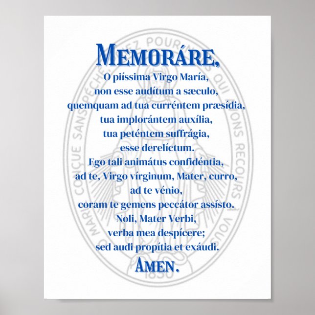 Memorare (Wunderbare Medaille) drucken Poster (Vorne)