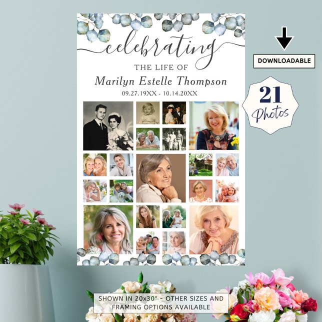 Memorial 21 Foto Collage Eukalyptus Script Poster (Von Creator hochgeladen)