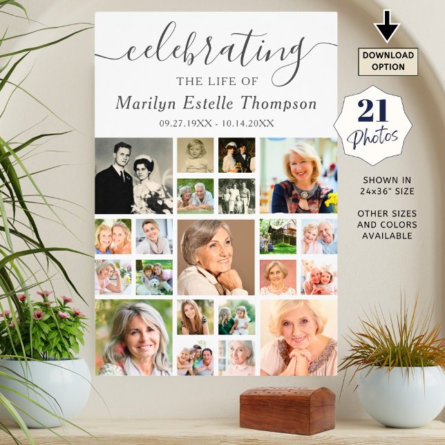 Memorial 21 Foto Collage Minimal Script Poster (Von Creator hochgeladen)