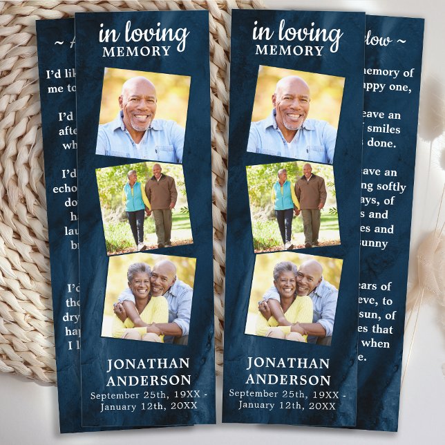 Memorial 3 Foto Blue Beerdigung Gebet 2 Lesezeiche (Von Creator hochgeladen)