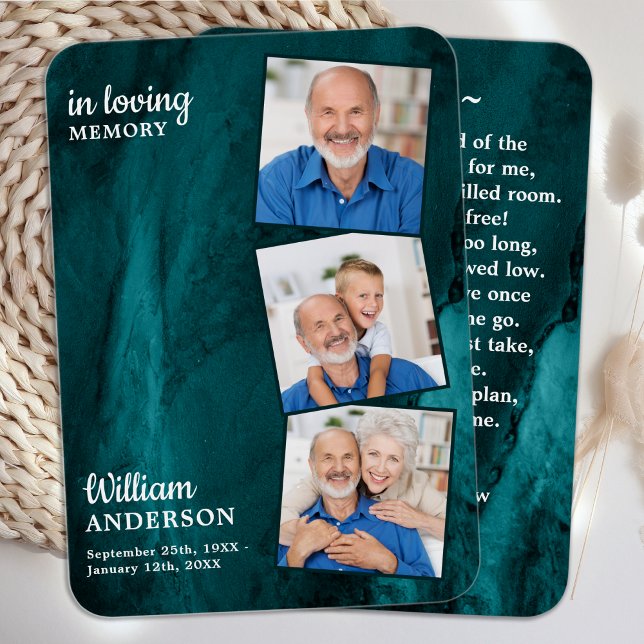 Mémorial 3 Photo Funéraire Carte de prière Marbre  (Créateur téléchargé)
