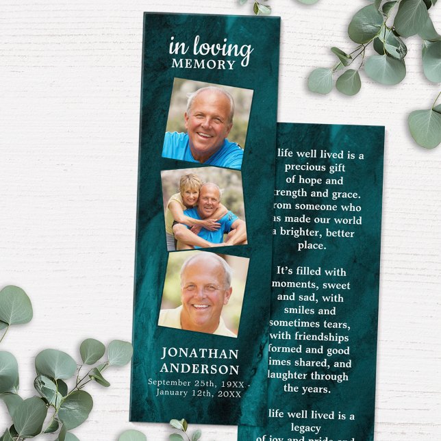 Memorial 3 Photo Poem Signet de prière funéraire (Créateur téléchargé)