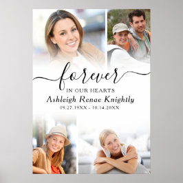 Memorial 4 Fotos Forever in unserem Hearts Script Poster