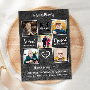 Memorial 5 Foto Vintag Leder Beileid Beerdigung Dankeskarte