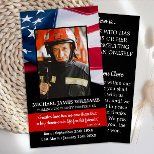 Memorial American Flag Gebetskarte des Feuerwehrma