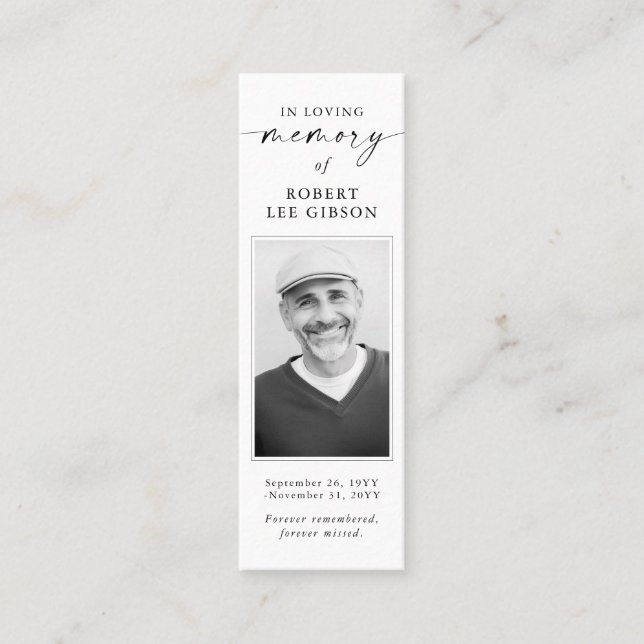 Memorial Beerdigung Beileid Foto Lesezeichen Card Mini Visitenkarte (Vorderseite)