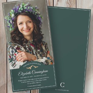 Memorial Beerdigung Monogram Birds Classic Foto Dankeskarte