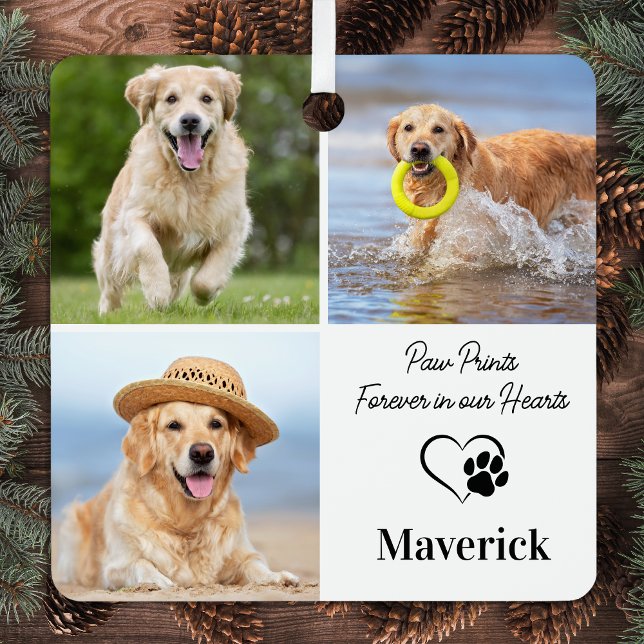 Memorial-Beileid Personalisiert 3 FotoCollage Ornament Aus Metall (Von Creator hochgeladen)