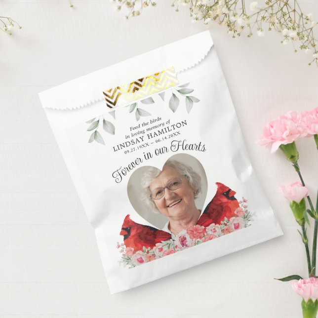 Memorial Bird Seed Kardinal Herz Foto Beerdigung Geschenktütchen (Versiegelt)