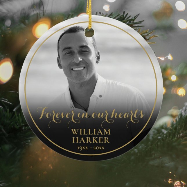 Memorial Black and White Foto Weihnachts-Keramik O Keramik Ornament (Von Creator hochgeladen)