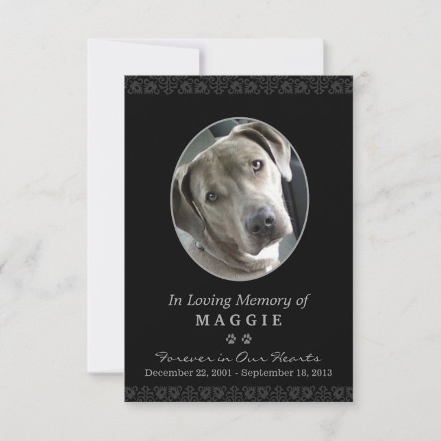 Memorial Card 3.5" x 5" Schwarz-Oval-Foto Einladung (Vorderseite)