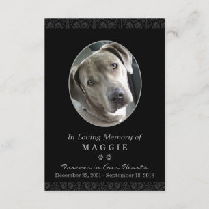 Memorial Card 3.5" x 5" Schwarz-Oval-Foto Einladung