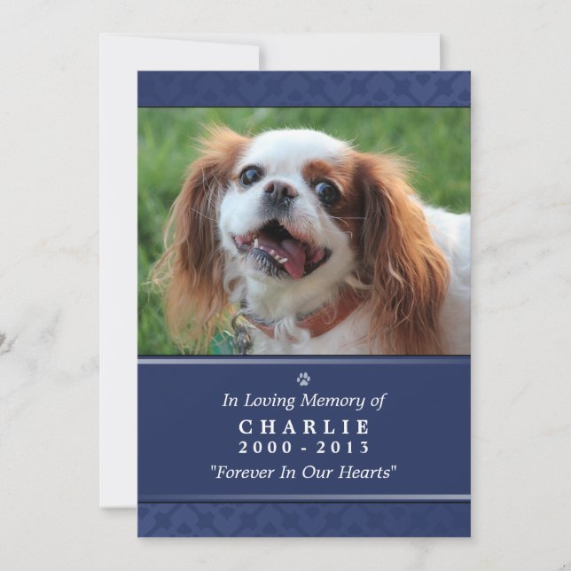 Memorial Card 5"x7" Navy Blue Foto Einladung (Vorderseite)